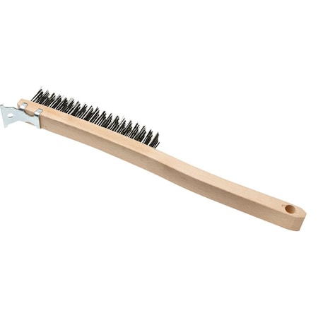 Premier Best Look Long Wood Handle Wire Brush with Metal Scraper 406